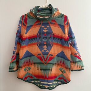 Vintage Chaps by Ralph Lauren Southwestern Aztec  90s Cowlneck Pullover Sweater